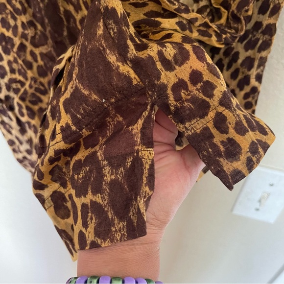 Moschino Brown Leopard Print swim cover up blouse Large - Picture 6 of 8